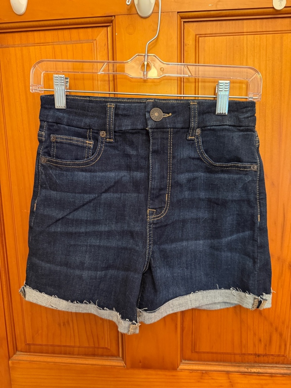 American Eagle Outfitters Dark Blue Rolled Hem Denim Shorts